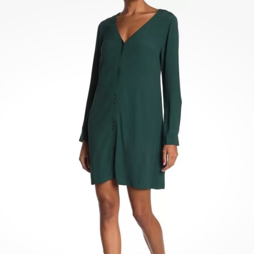 NWT MADEWELL Long Sleeve V-Neck Button Front Detail Dress Size Small